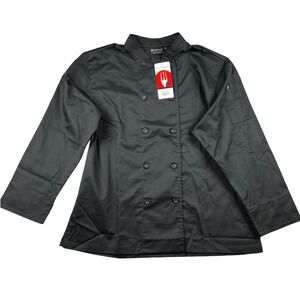 New Chef Works Black Double Breasted Chef Coat XL Long Sleeve Men Women Uniform